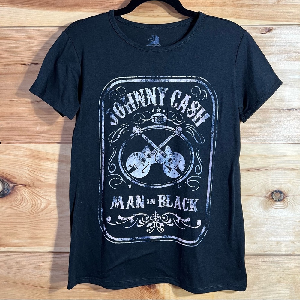 Zion Rootswear Black Johnny Cash Tee Country Music Fan Concert Western